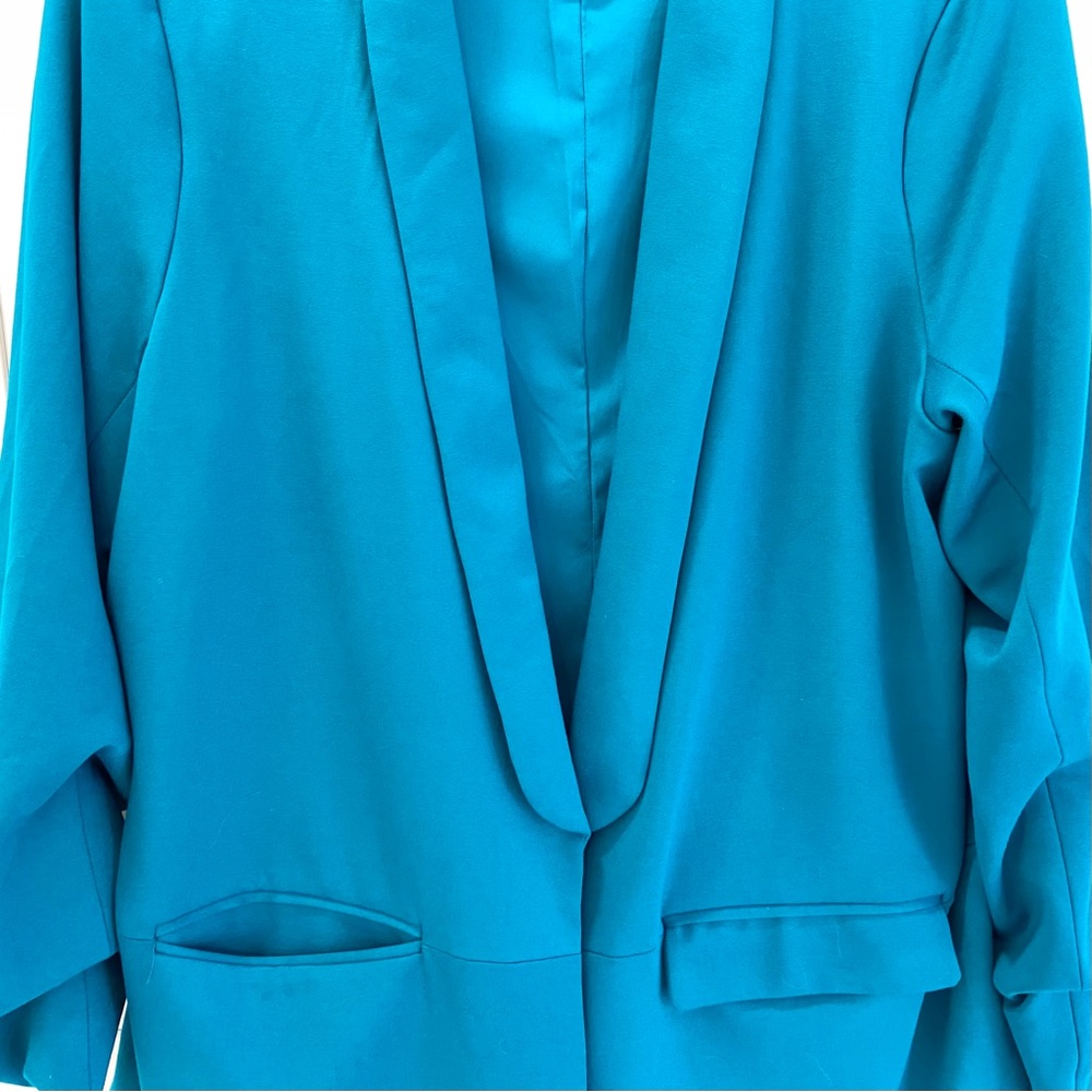 Stacy London Blazer w/Ruched Sleeves Teal XL NWOT - Picture 6 of 16